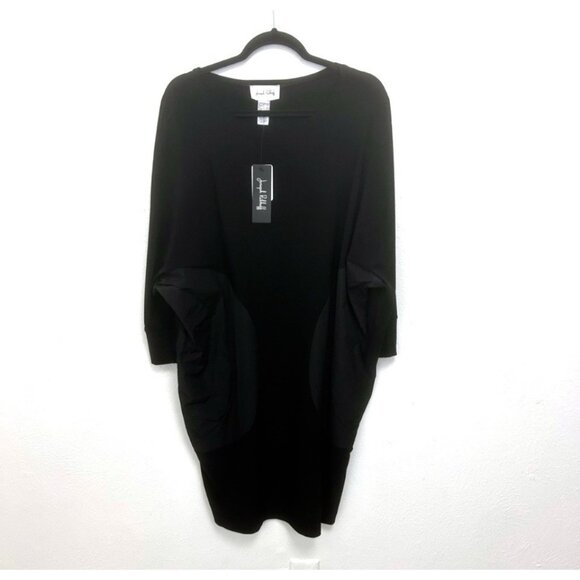 NEW JOSEPH RIBKOFF Black Motif Dolman Sleeve Shift Dress Women's Size 10 Stretch - Picture 5 of 12